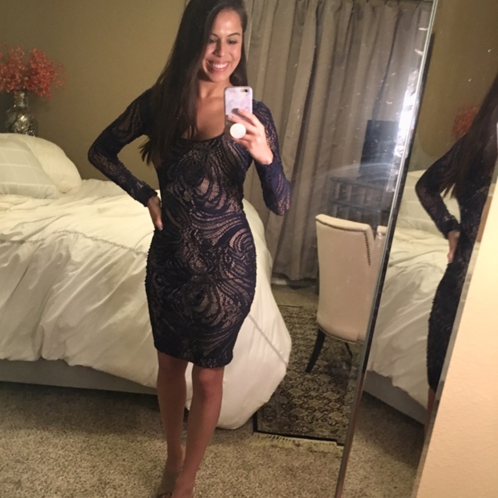 BCBG lace bodycon dress- Navy